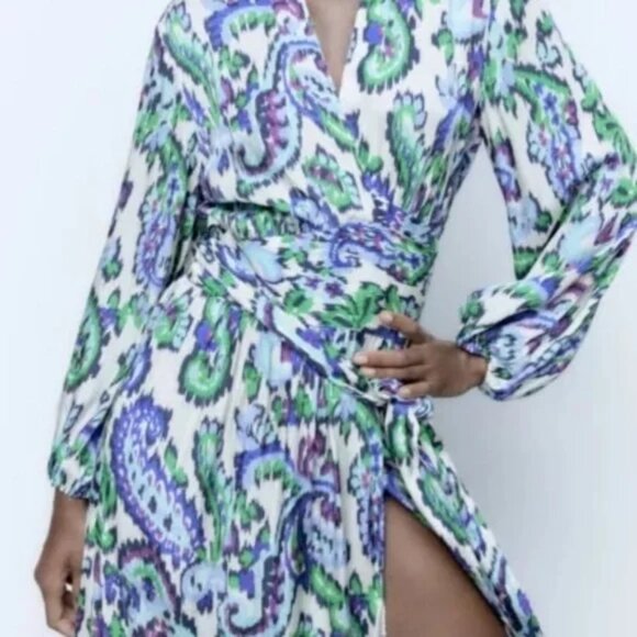 Zara Wrap Dress - Size Small - 100% Viscose - Picture 3 of 12